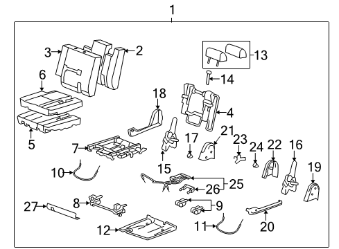 2011 GMC Yukon Rear Seat Components Pad Asm-Rear Seat #2 Cushion Diagram for 22771059