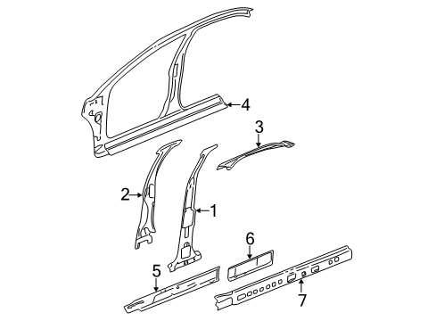 2003 Chevrolet Impala Center Pillar & Rocker Reinforcement-Center Pillar Outer Panel Diagram for 10443448