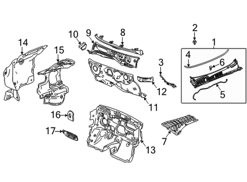 2021 Buick Encore GX Cowl Insulator Diagram for 60004283