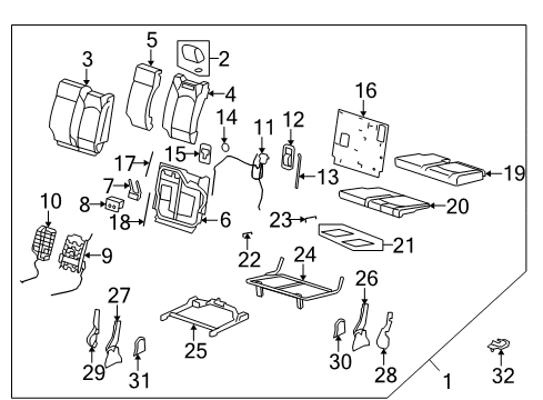 2008 Buick Enclave Third Row Seats Child Seat Bracket Diagram for 15899586