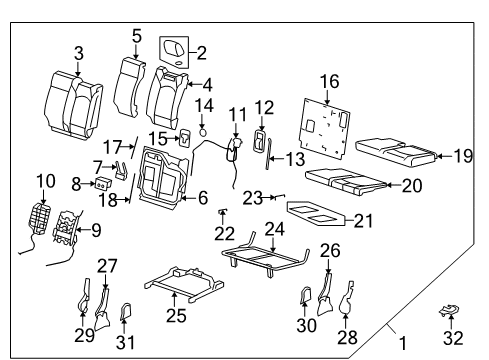 2008 Buick Enclave Third Row Seats Pad Asm-Rear Seat #2 Back Cushion Cover Diagram for 15899606