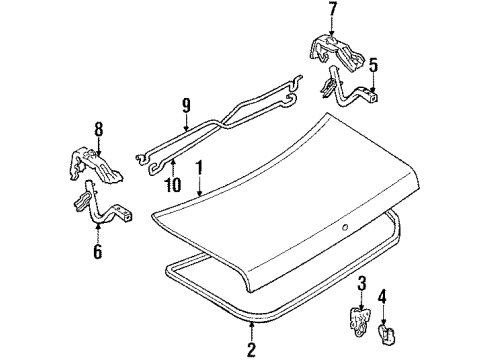 1990 Toyota Cressida Lift Gate Arm Sub-Assy, Luggage Compartment Door Hinge, LH Diagram for 64503-22060