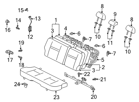 2004 Scion xB Rear Seat Components Seat Back Pad Diagram for 71604-5C100-C1