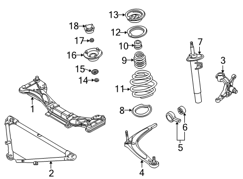 2006 BMW M3 Front Suspension Components, Lower Control Arm, Ride Control, Stabilizer Bar Front Suspension Strut Shock Spring Left Left Set Diagram for 31312283103