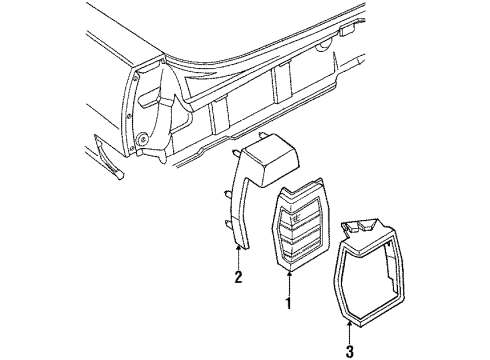 1985 Oldsmobile Delta 88 Tail Lamps Housing, Rear Combination & Side Marker Lamp Diagram for 16502020