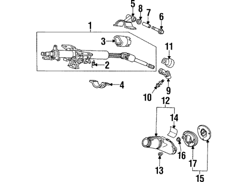 1998 Acura TL Steering Column, Steering Wheel & Trim Column Assembly, Steering Diagram for 53200-SW5-A02
