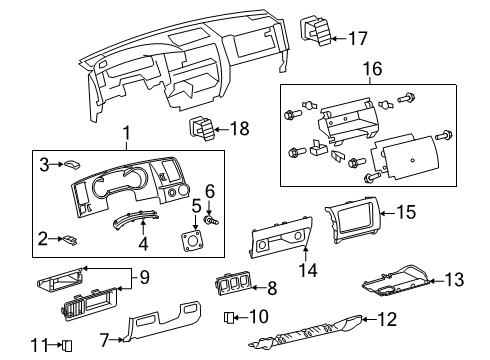 2019 Toyota Sequoia Cluster & Switches, Instrument Panel Storage Compart Diagram for 55042-0C011-C0