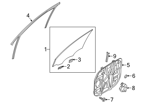 2021 Hyundai Palisade Front Door Run Assembly-FR Dr WDO Glass RH Diagram for 82540-S8000