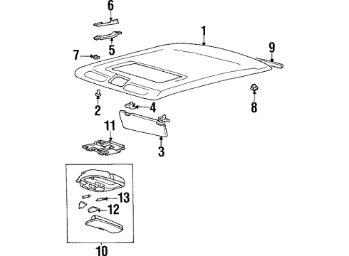 1998 Hyundai Tiburon Interior Trim - Roof Room Lamp Assembly Diagram for 92820-27011-KU