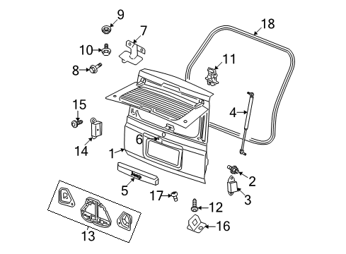 2007 Jeep Commander Gate & Hardware Liftgate Opening Support Diagram for 55396620AB
