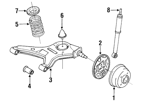 1985 Nissan Pulsar NX Rear Brakes ABSORBER Rear Shock Diagram for 56210-02A25