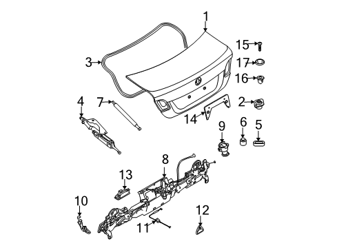 2012 BMW 335is Trunk Lid Rear-End Kinematics, Right Diagram for 54377203116