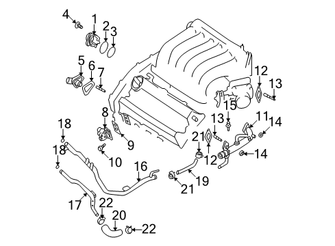 2002 Nissan Maxima Water Pump Outlet Water Diagram for 11060-9Y40A