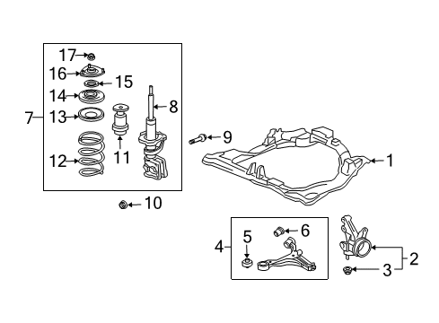 2002 Honda Civic Front Suspension Components, Lower Control Arm, Stabilizer Bar Knuckle, Right Front Diagram for 51210-S6F-E01