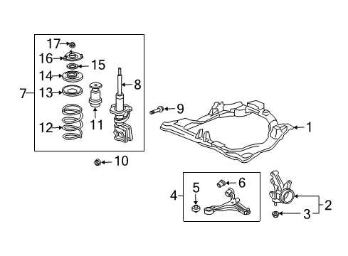 2004 Honda Civic Front Suspension Components, Lower Control Arm, Stabilizer Bar Knuckle, Left Front Diagram for 51215-S5T-Z00