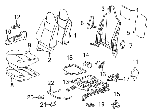 2014 Toyota Prius C Front Seat Components Seat Back Frame Diagram for 71630-52550