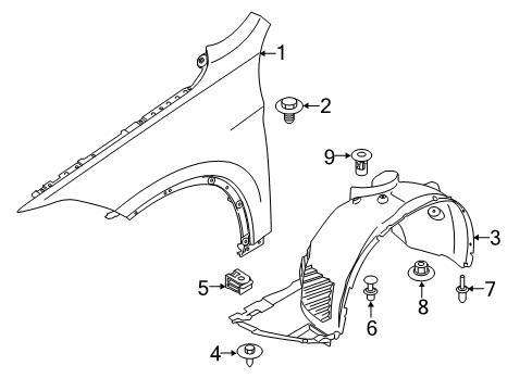 2021 BMW X1 Fender & Components Cover, Wheel Arch, Front Left Diagram for 51717342179