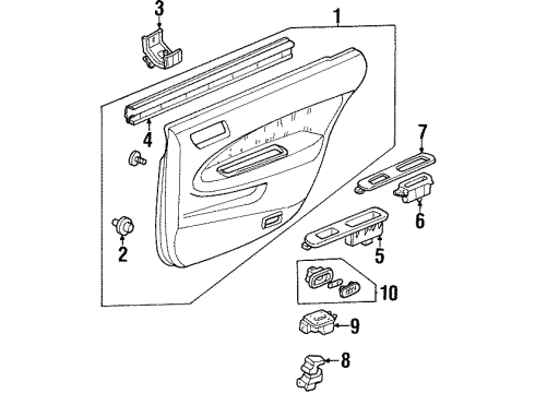 1996 Acura TL Front Door Weatherstrip, Left Rear Door (Inner) Diagram for 72875-SW5-003