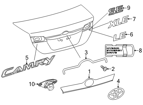 2014 Toyota Camry Parking Aid License Molding Protector Diagram for 76825-06190