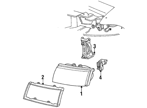 1990 Chevrolet Lumina Headlamps Adjuster-Headlamp Horz Diagram for 16509368