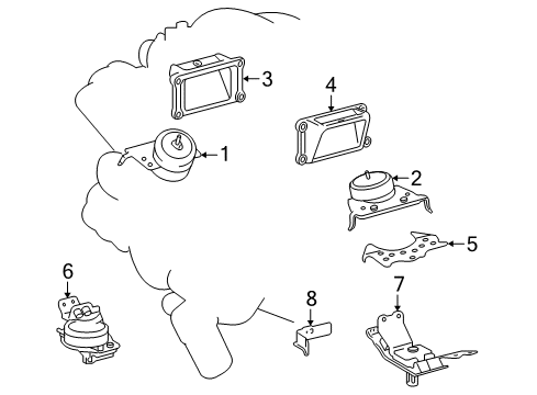 2020 Toyota Sequoia Engine & Trans Mounting Bracket, Engine Mounting, Front NO.1 LH Diagram for 12315-38020