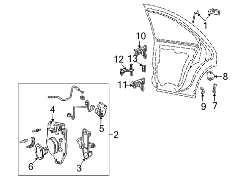 2001 Lincoln LS Rear Door - Lock & Hardware Upper Hinge Diagram for 6W4Z-5426802-A