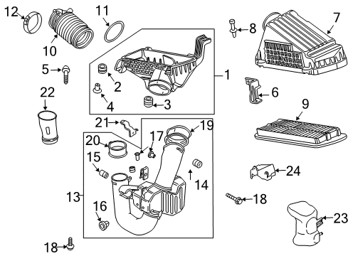 2005 Acura TL Filters Cover, Air Cleaner Diagram for 17211-RDA-A00