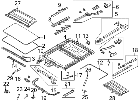 1997 BMW 740i Sunroof Sliding Roof Drive Unit With Module Diagram for 67618380136