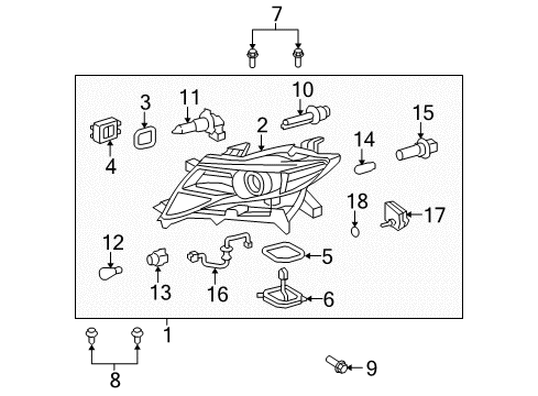 2009 Toyota Venza Headlamps Cover Diagram for 81135-0T010