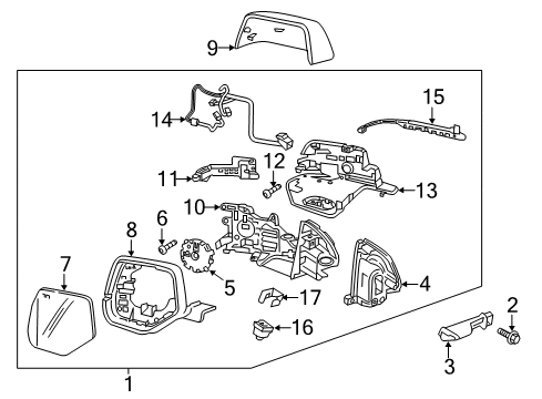 2021 Chevrolet Traverse Outside Mirrors Mirror Glass Diagram for 23149394