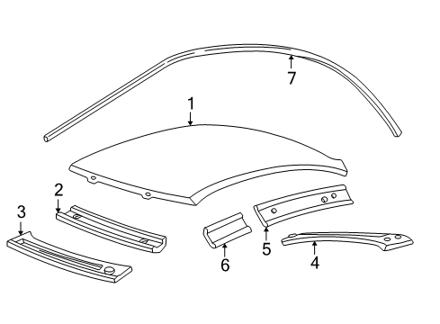 2000 Lincoln LS Roof & Components Weatherstrip Diagram for 1W4Z-5451822-AA