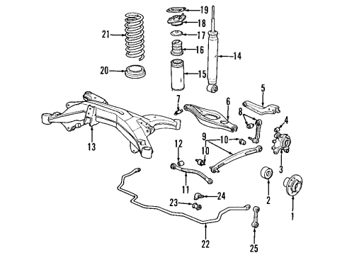 1996 BMW 850Ci Rear Suspension Components, Lower Control Arm, Upper Control Arm, Ride Control, Stabilizer Bar Protection Tube Diagram for 33521134044