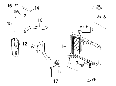 2001 Acura CL Radiator & Components Radiator (Denso) Diagram for 19010-PGE-A51