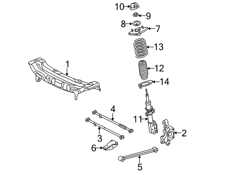 2009 Buick LaCrosse Rear Suspension Components, Stabilizer Bar Strut Diagram for 89047814