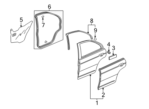 2001 Honda Civic Rear Door Sub-Seal, L. RR. Door Diagram for 72865-S5A-003