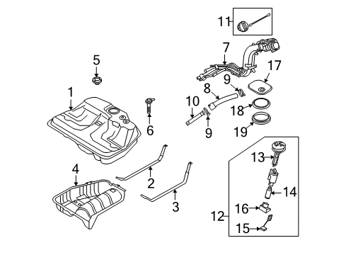 2009 Kia Amanti Filters Fuel Filter Assembly Diagram for 31911-09000