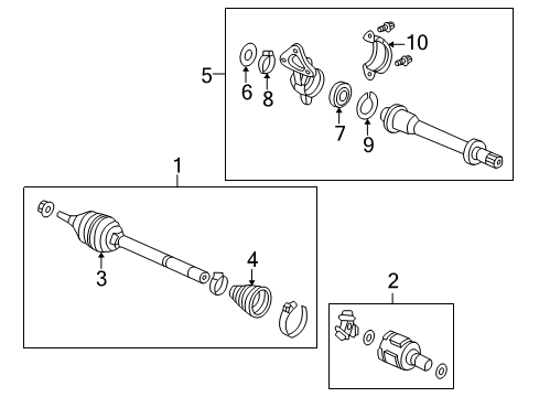 1998 Honda Accord Drive Axles - Front Cv Boot Set, Outboard Diagram for 44018-S87-A51