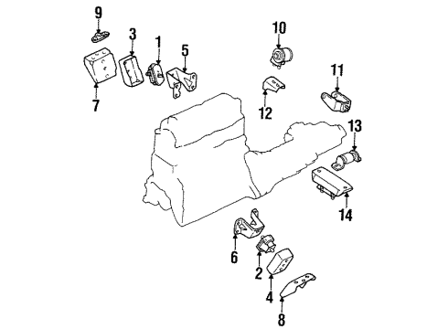 2002 Kia Sportage Engine & Trans Mounting Support Bracket Diagram for 0K01239080C