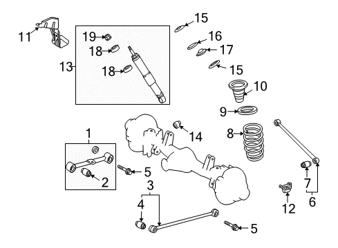 2009 Toyota Land Cruiser Rear Suspension Components, Lower Control Arm, Upper Control Arm, Ride Control, Stabilizer Bar Coil Spring Diagram for 48231-60F31