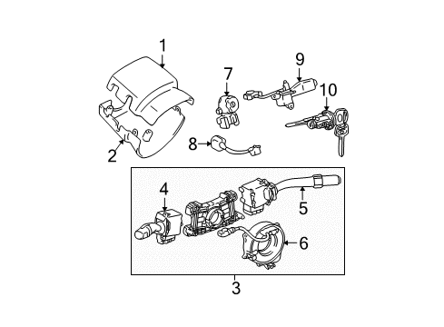 2002 Toyota Tacoma Cruise Control System Cover, Steering Column, UPR Diagram for 45286-04031-E0