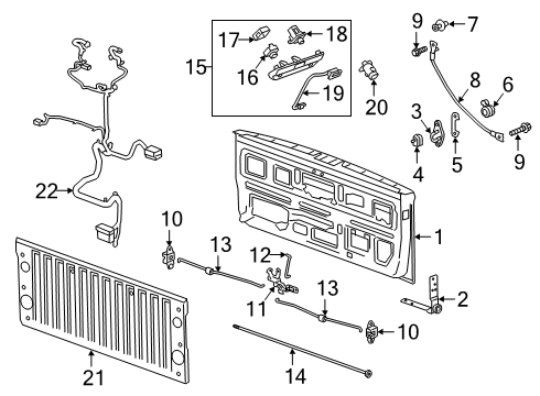 2019 Chevrolet Silverado 1500 Tail Gate Lock Actuator Diagram for 84726060