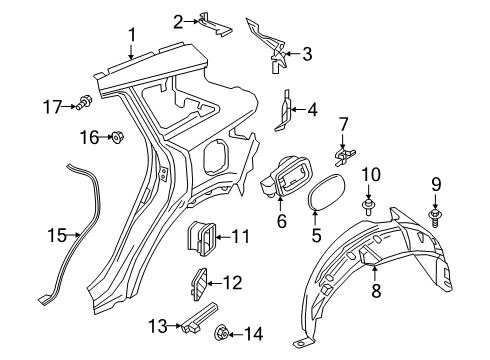 2021 INFINITI QX50 Quarter Panel & Components Protector-Rear Wheel House, RH Diagram for 76748-5NA0A