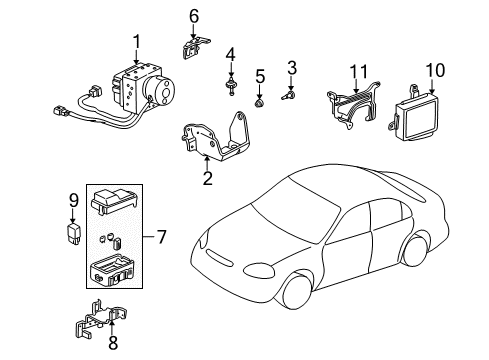 1998 Honda Civic ABS Components Stay S, Engine Wire Harness Diagram for 32754-P2E-A10