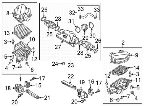 2021 Genesis G90 Air Intake Cover-Air Cleaner, RH Diagram for 28124-B1000