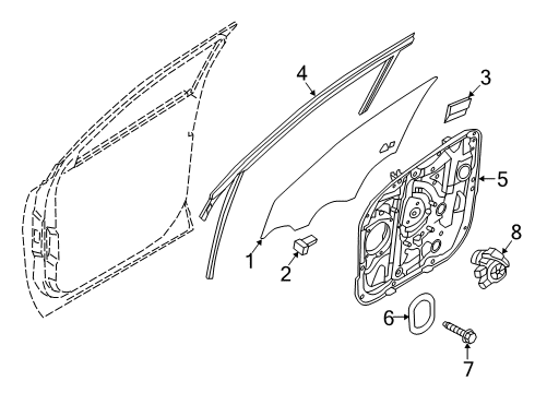 2020 Kia Telluride Front Door Glass-Front Door Win Diagram for 82411S9000