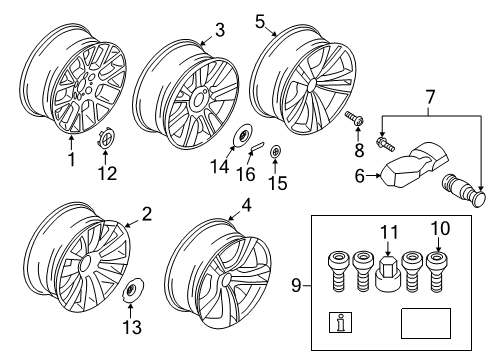 2010 BMW 535i GT Wheels Hub Cap Diagram for 36136769370