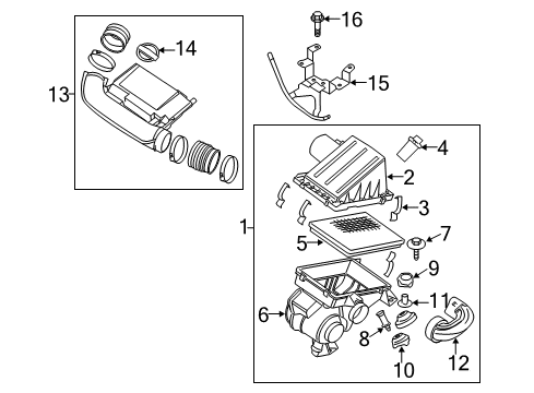 2005 Nissan Pathfinder Filters Air Cleaner Diagram for 16500-EA200