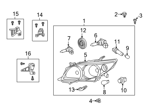 2012 Toyota Corolla Headlamps Headlamp Bracket Diagram for 81118-02B50