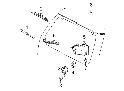 1998 Ford Explorer Lift Gate - Wiper & Washer Components Nozzle Diagram for F87Z-17603-AA