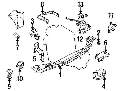1995 Nissan Sentra Engine & Trans Mounting Engine Mounting Buffer Assembly, Rear Diagram for 11350-41B00
